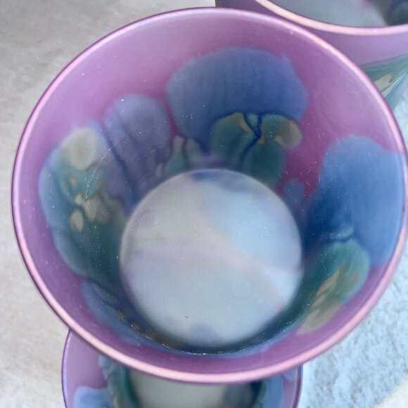 Robert Rueven Art Glass Tumblers Nouveau Art Glass Co Hand-crafted BLU PRP GRN - Picture 8 of 11